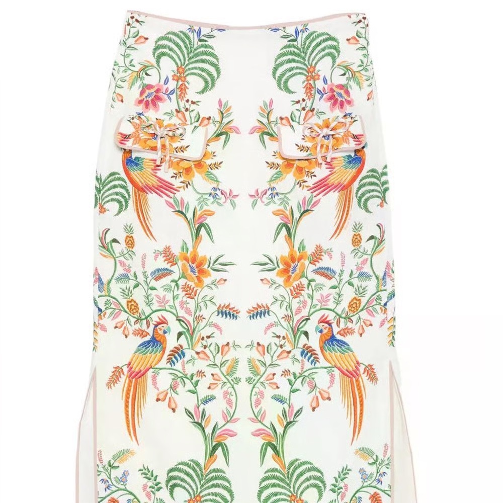 Farm Rio Delicate Floral Midi Skirt